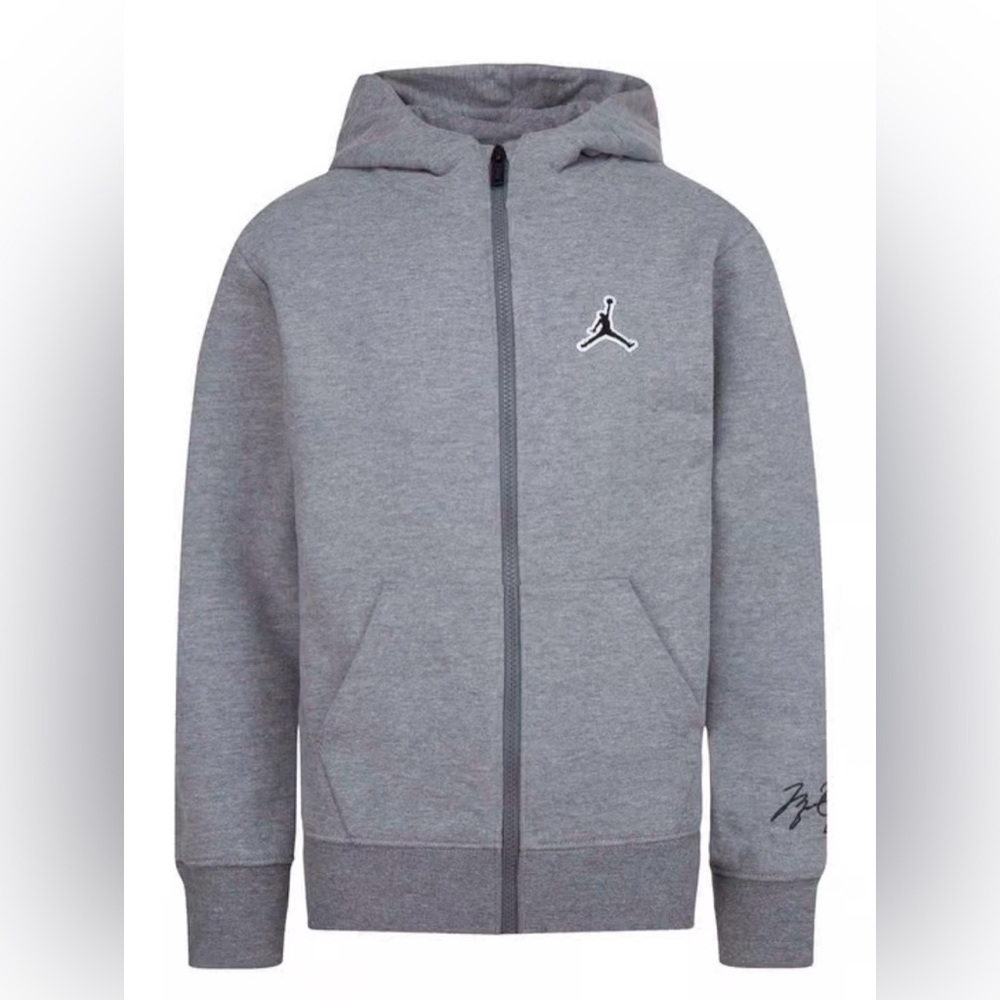 Air Jordan Carbon Heather Fleece Full Zip Hoodie Sweatshirt Gray L Large